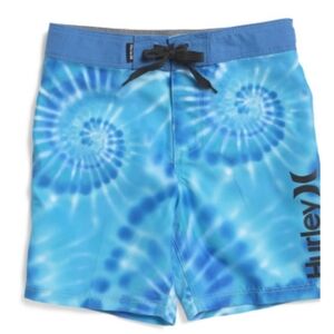 Hurley Boys' Print Board Shorts swim Suit size 12 Blue tie die excellent